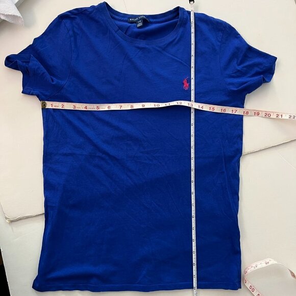 Ralph Lauren Blue Label Blue TShirt Pink Logo Sz M/L - Picture 4 of 6